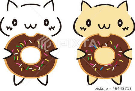 アクリル画 手描き 原画 絵画 イラスト 猫 猫の絵 ドーナッツ カフェ ねこドーナツのイラスト素材 [46448713] - PIXTA
