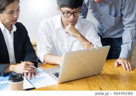 Business Team Meeting Using Laptop Discussion together while goi 46449289