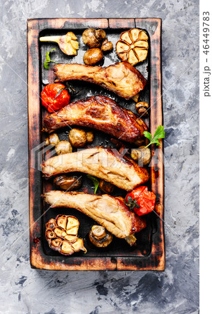 Roasted sliced barbecue pork ribs Roasted sliced barbecue pork ribs 46449783