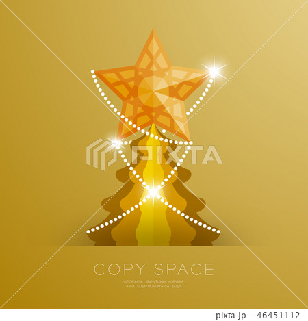Golden Star with pattern and Christmas tree set 46451112