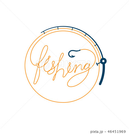 Fish text made from Fishing rod frame, logo icon 46451969