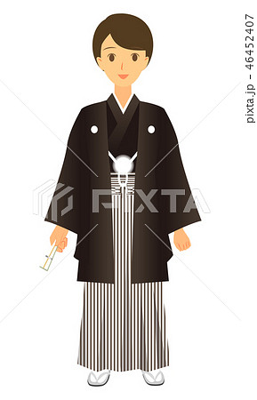 黒の袴を着た男性のイラスト素材