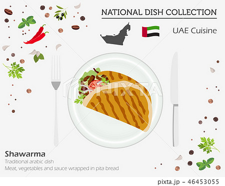 UAE Cuisine. Middle East national dish collection 46453055