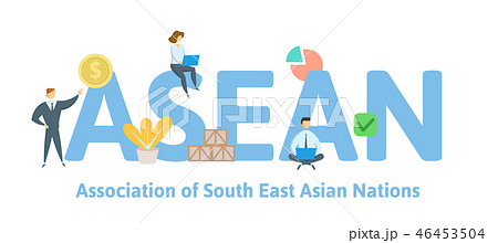 ASEAN. Concept with keywords, letters and icons. Flat vector illustration. Isolated on white 46453504