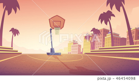 Vector background with basketball court in city 46454098
