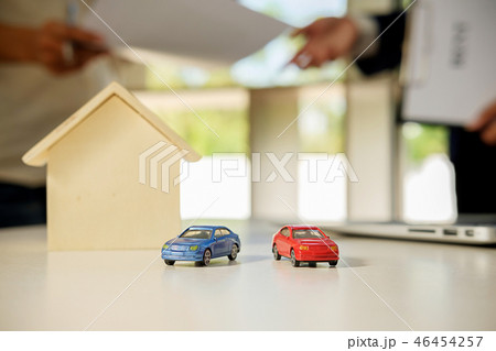 Real estate broker residential house and car Real estate broker residential house and car 46454257