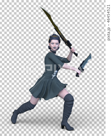 Fighting female warrior Fighting female warrior 46454521