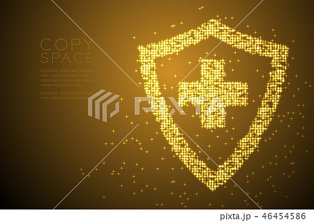 Abstract Shiny Bokeh star Medical shield cross 46454586