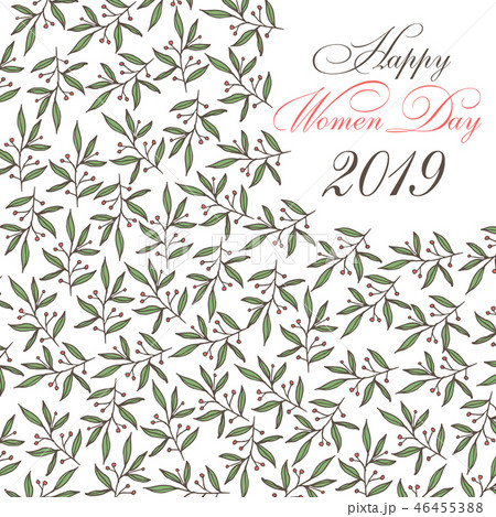 Happy Woman's Day card with hand drawn floral 46455388