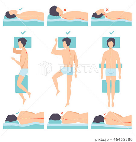 Man Lying In Various Poses Set Side View のイラスト素材