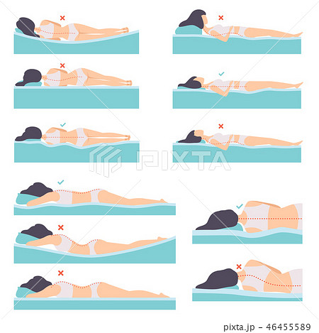 Woman Lying In Various Poses Set Side View のイラスト素材