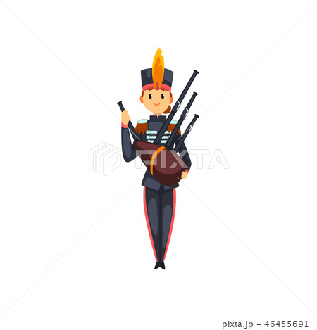 Soldier playing bagpipes, member of army military band with musical instrument vector Illustration Soldier playing bagpipes, member of army military band with musical instrument vector Illustration 46455691