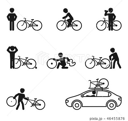 Bicycle man exercise story icon set pictogram 46455876
