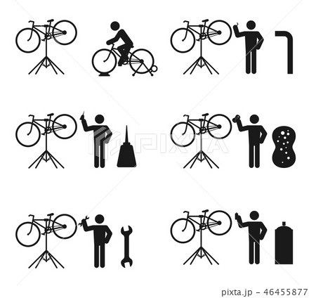 Bicycle man and stand holder service repair icon 46455877