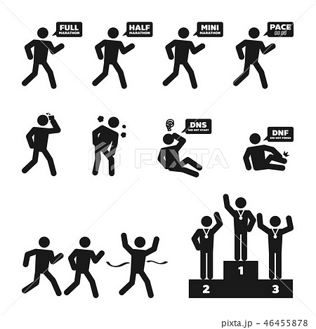 Marathon man story icon set illustration pictogram 46455878