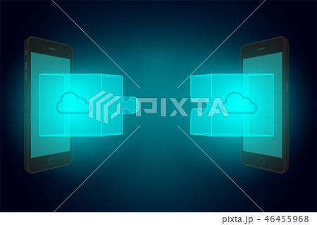 Two smartphone with jigsaw puzzle 3d and cloud 46455968