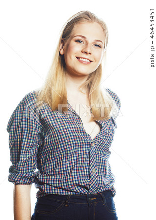 young pretty stylish blond hipster girl posing emotional isolate young pretty stylish blond hipster girl posing emotional isolate 46458451