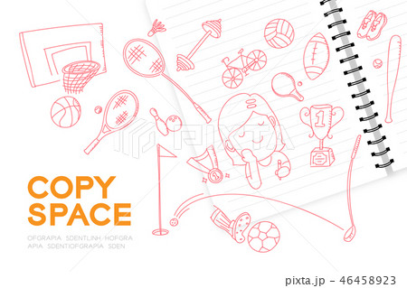 Notebook with kid girl hand drawing set, Imagine 46458923