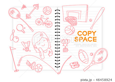 Notebook with kid girl hand drawing set, Imagine 46458924
