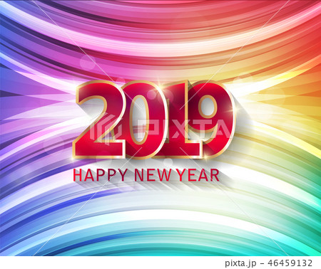 Happy New Year 2019 with fireworks background. Happy New Year 2019 with fireworks background. 46459132
