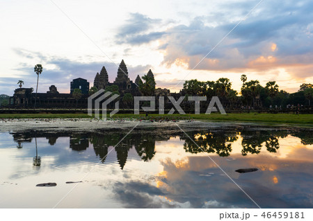 water reflection of Angkor Wat in Cambodia water reflection of Angkor Wat in Cambodia 46459181