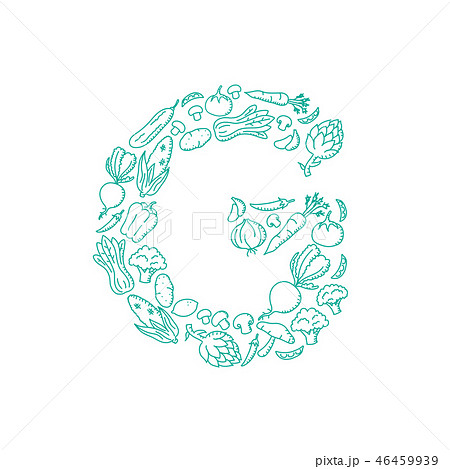 Alphabet Vegetable Pattern Letter G Illustrationのイラスト素材