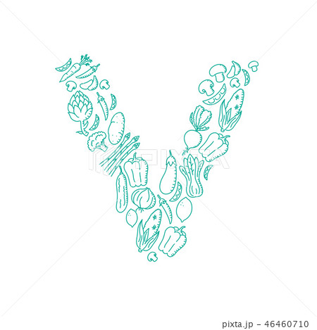 Alphabet Vegetable pattern letter V illustration 46460710