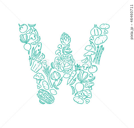 Alphabet Vegetable pattern letter W illustration 46460711
