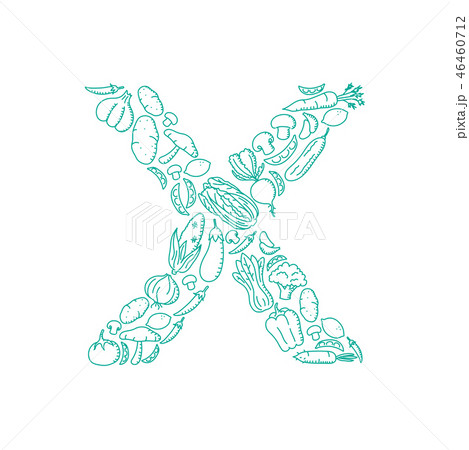 Alphabet Vegetable pattern letter X illustration 46460712