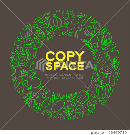 Vegetable kids hand drawing set pattern background Vegetable kids hand drawing set pattern background 46460750