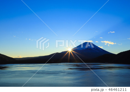朝日と富士山 本栖湖 朝日と富士山 本栖湖 46461211