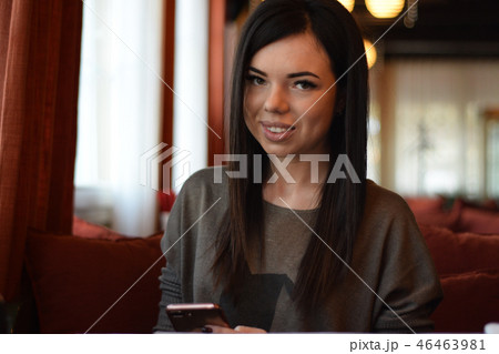 smiling beautiful girl with dimples on the cheeks smiling beautiful girl with dimples on the cheeks 46463981