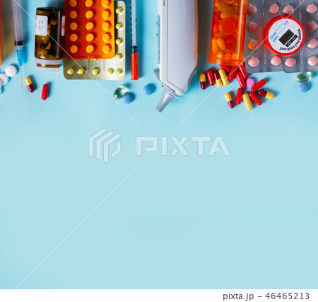 Healthcare concept on blue Healthcare concept on blue 46465213