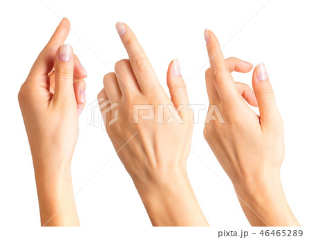 Woman hands with the index finger pointing up 46465289