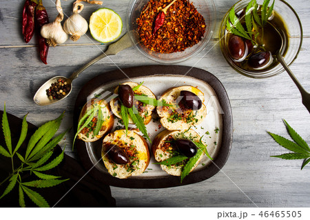 Homemade bruschetta with marijuana 46465505