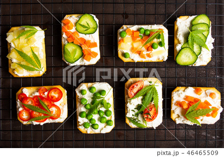 Healthy sandwiches with marijuana and vegetables Healthy sandwiches with marijuana and vegetables 46465509