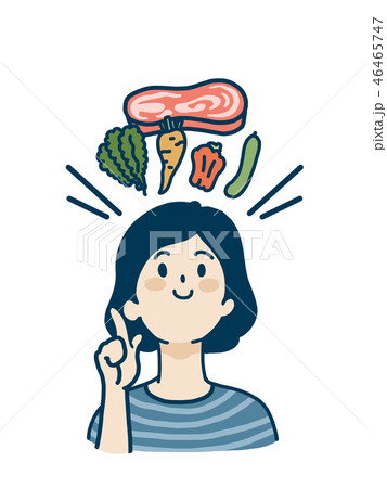 女性_肉と野菜 46465747
