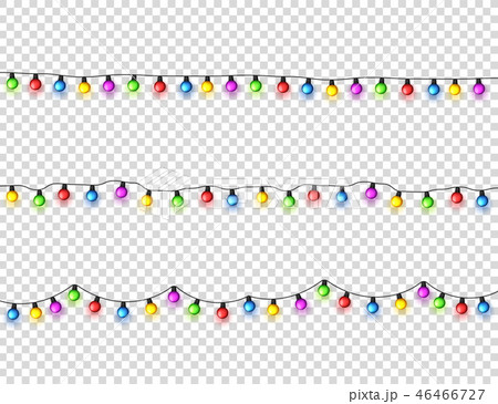 Christmas glowing lights. Garlands with colored small bulbs. Xmas holidays. Christmas greeting card 46466727