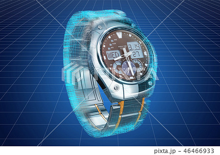 Visualization 3d cad model of digital wrist watch 46466933