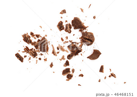 grated chocolate isolated on white background. Top view 46468151
