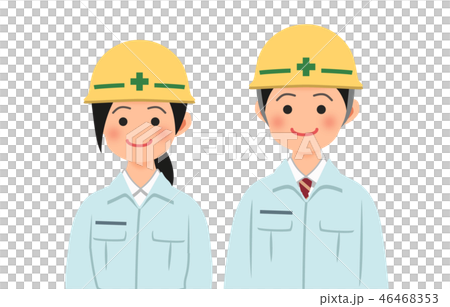Men and women in helmets and work clothes Men and women in helmets and work clothes 46468353