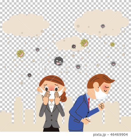 Office worker having a cold outdoors Office worker having a cold outdoors 46469904