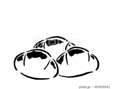 ロールパン バターロール 筆で描く料理 のイラスト素材