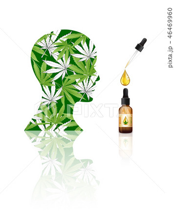 Marijuana Plant And Cannabis Oil Bottles Vector のイラスト素材