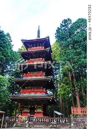 新緑の日光東照宮　五重塔　朝風景　世界遺産　【栃木県日光市】 46470292
