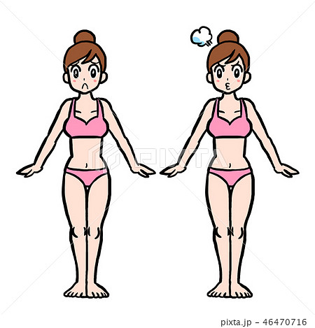 女性 全身 悲しい顔と怒った顔 女性 全身 悲しい顔と怒った顔 46470716