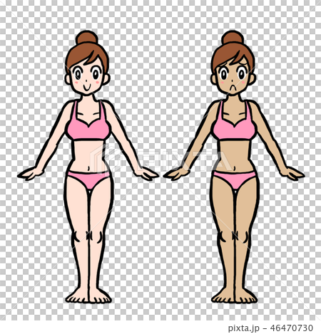 女性 全身 地黒のイラスト素材