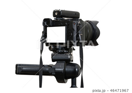 A Professional digital mirrorless camera on tripod on white background, Camera for photographer or Video, Live Streaming equipment concept, include clipping path A Professional digital mirrorless camera on tripod on white background, Camera for photographer or Video, Live Streaming equipment concept, include clipping path 46471967