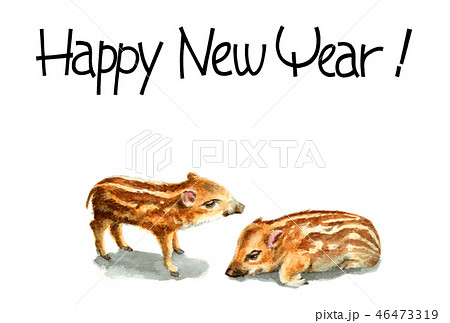 ウリ坊の賀詞入り年賀ハガキ素材 ウリ坊の賀詞入り年賀ハガキ素材 46473319