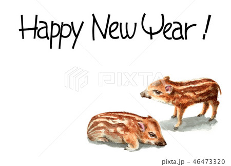ウリ坊の賀詞入り年賀ハガキ素材 46473320